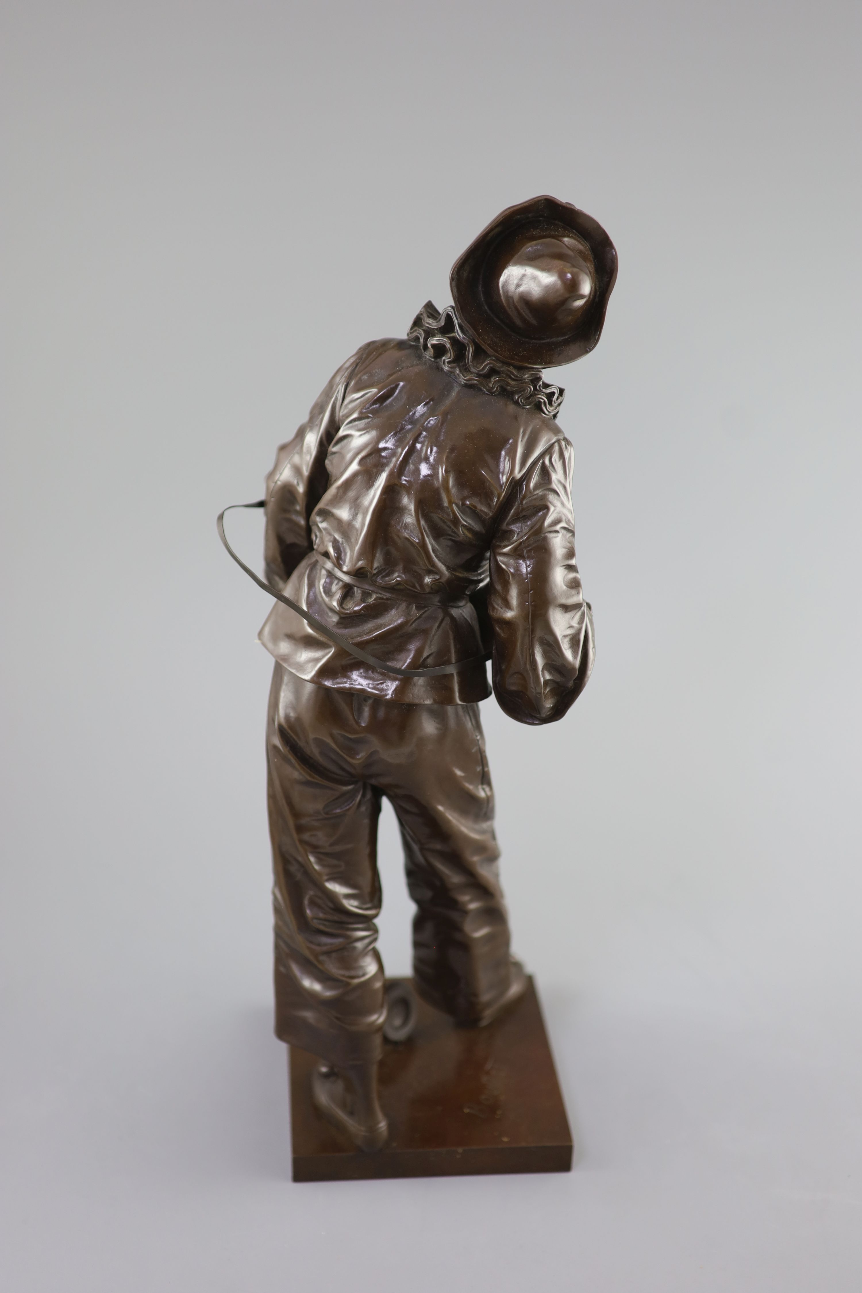 Eutrope Bouret (1833-1906) a bronze figure; ‘Au Clair de la Lune’, 46cm high.